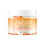 New Revive CBD Gummies Packaging Front of 30ct Jar, Peach