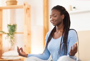 A girl on her meditation routine.
