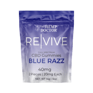 a blue and white package with white text