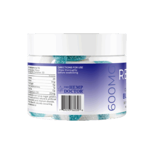 New Revive CBD Gummies Packaging Back of 30ct Jar, Blue Razz