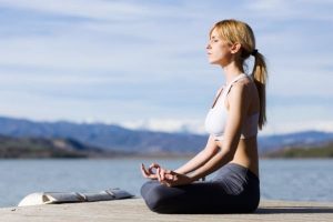 A lady on her morning meditation.