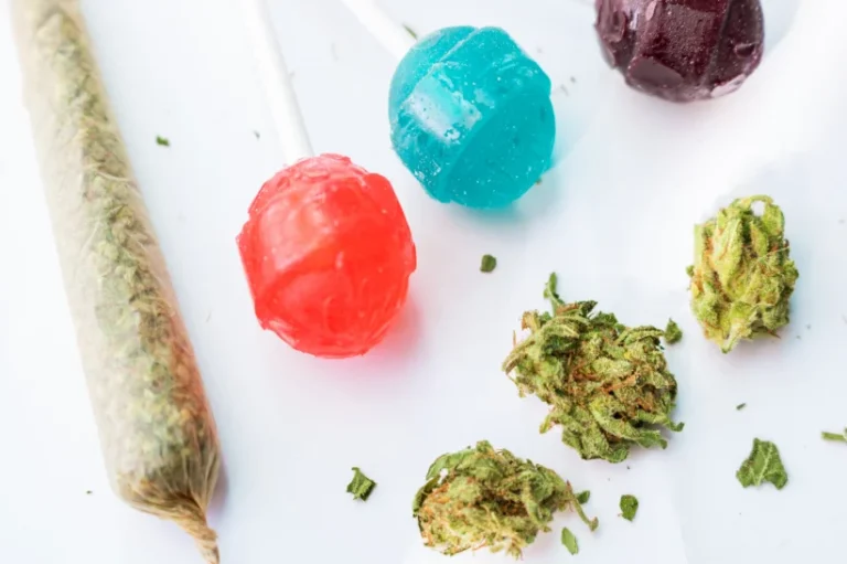 Weed and cannabis edibles over a white background