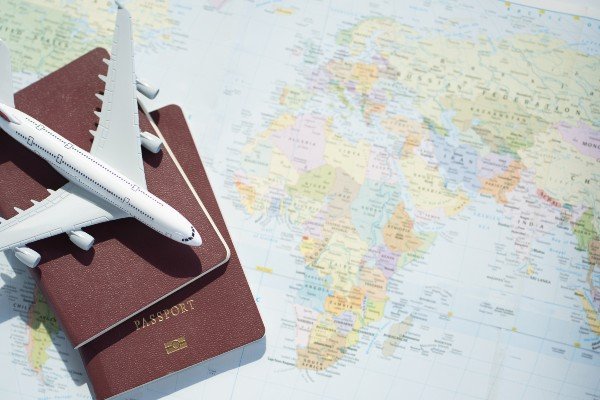 passport and map