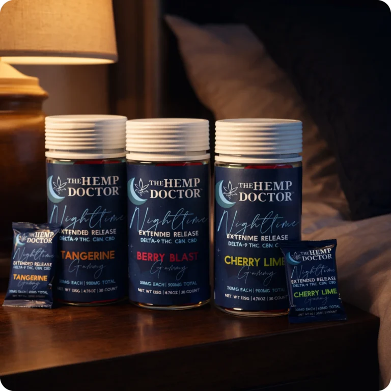 Various nighttime CBD gummy containers