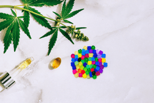 multi colored gummies and softgels