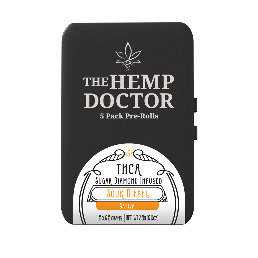 THCA SUGAR DIAMOND INFUSED PRE-ROLLS | 5-PACK TINS - The Hemp Doctor
