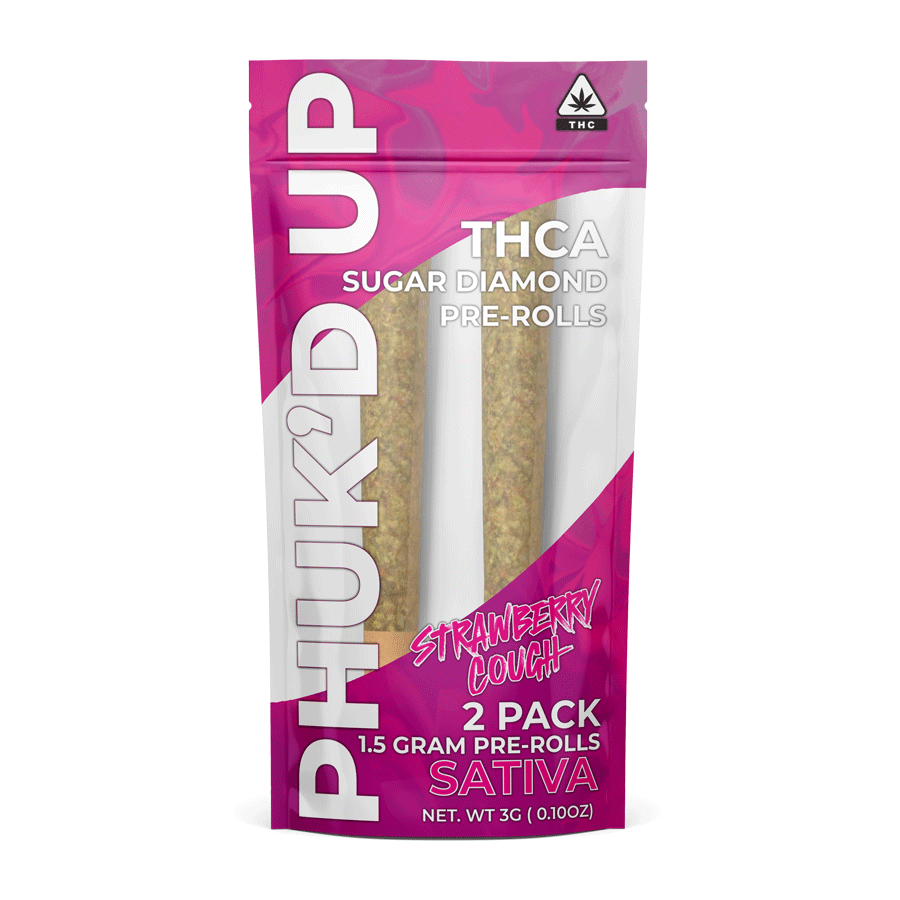 PHUK'D UP | THCA SUGAR DIAMOND INFUSED PRE-ROLLS | 2-PACK – Strawberry Cough