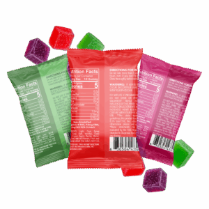 a group of packages of rapid release relax gummies