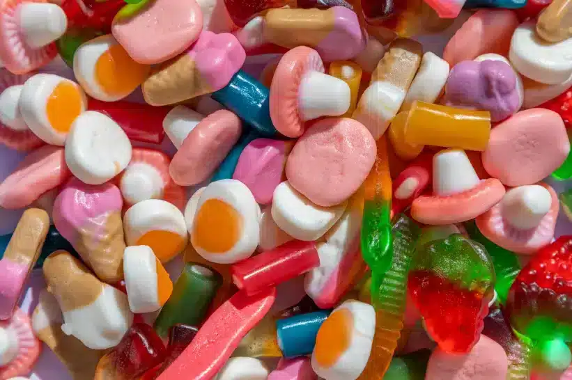 Different colored THC gummies