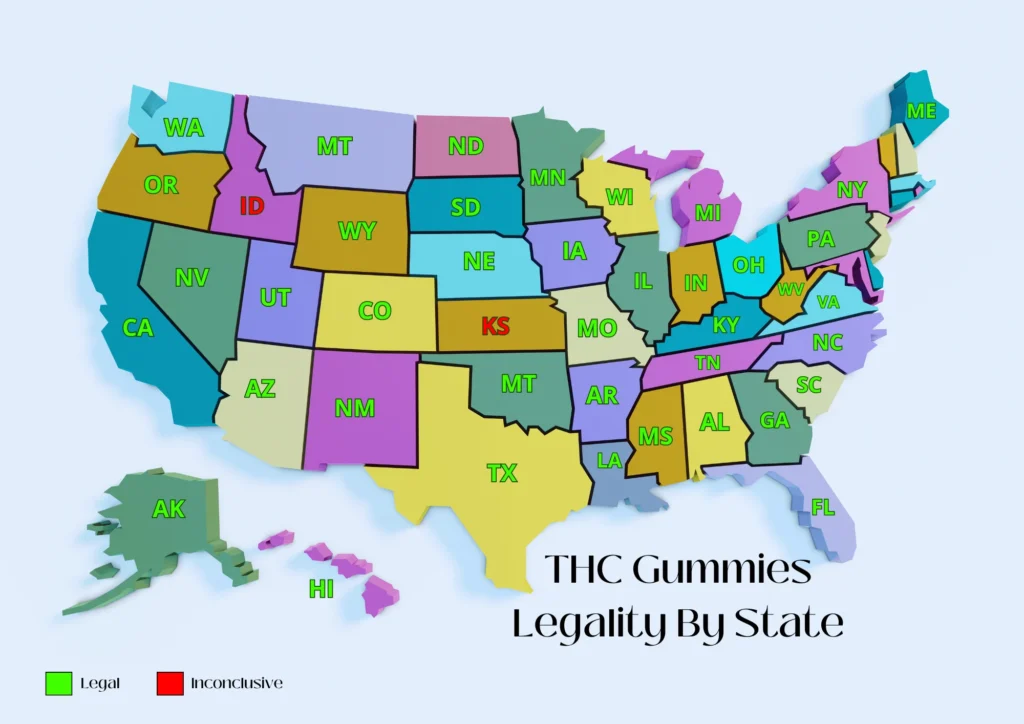 Color-coded 50 states of America