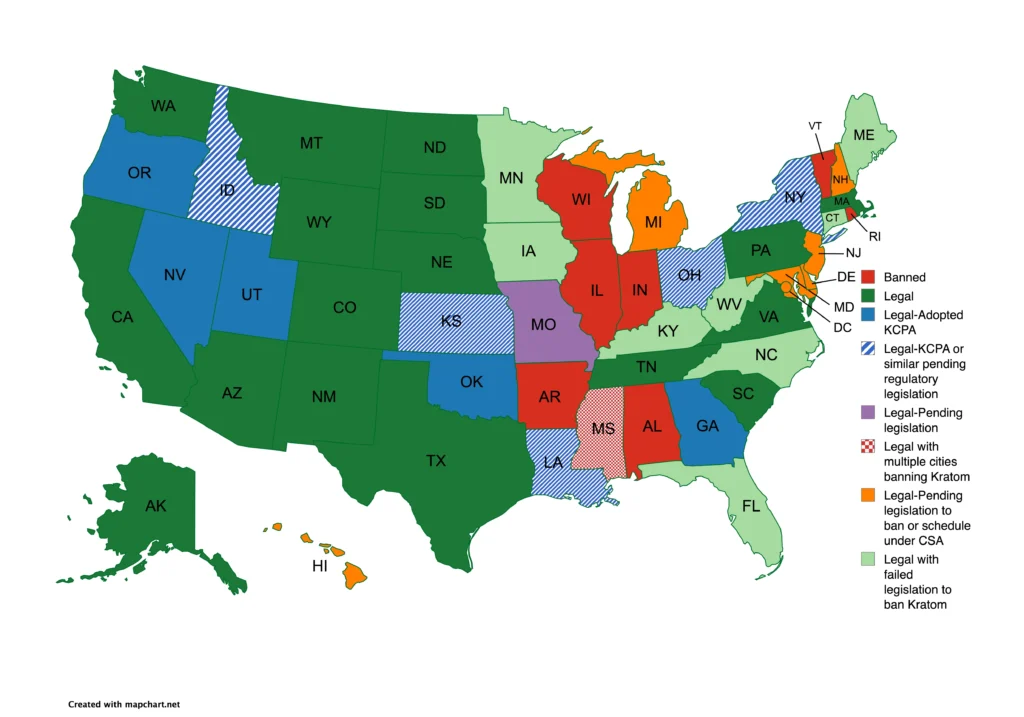 Color coded map of America's 50 States