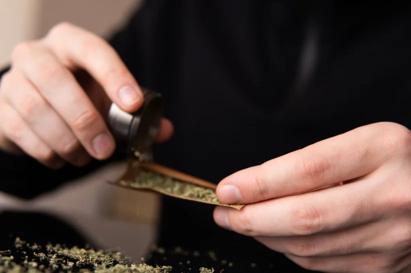 a person adding weed to the backwood wrap
