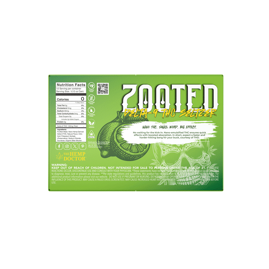 ZOOTED | DELTA 9 THC SELTZER | 100MG - The Hemp Doctor