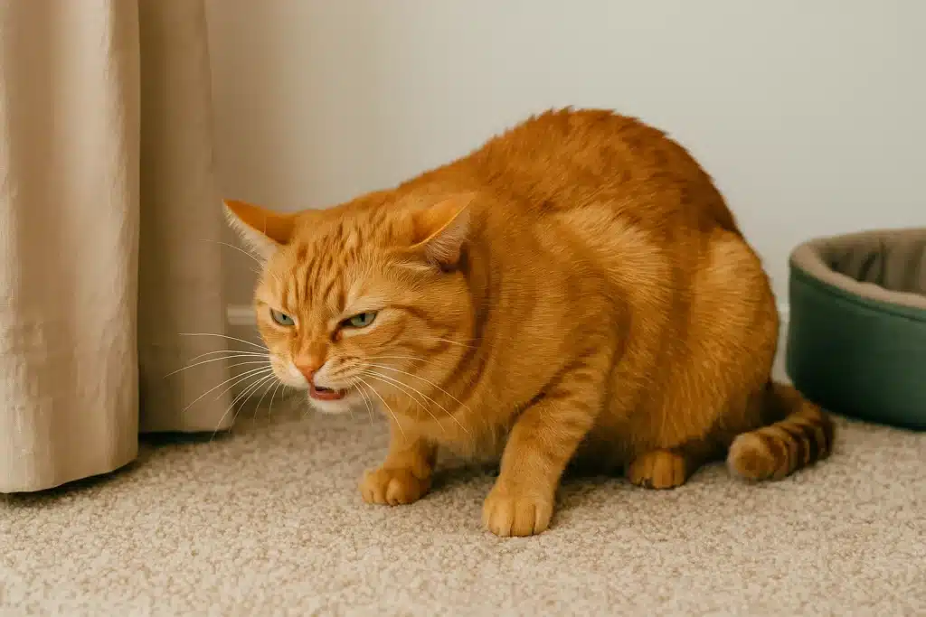A sneering orange cat