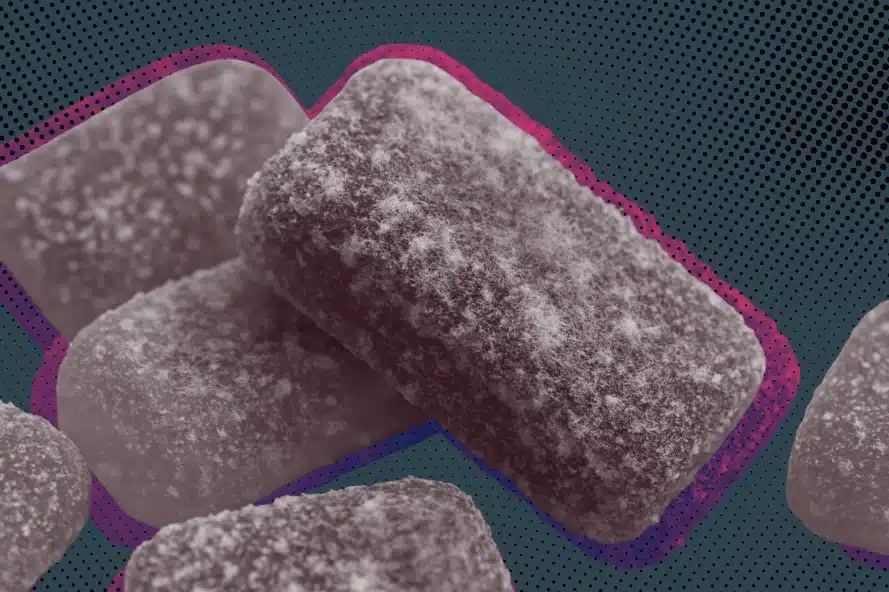 a group of gummy candy with mold growth