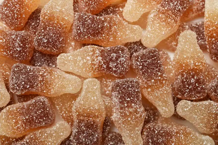 a group of brown and white candy