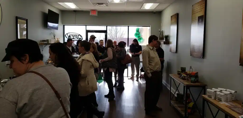 a group of people in a room