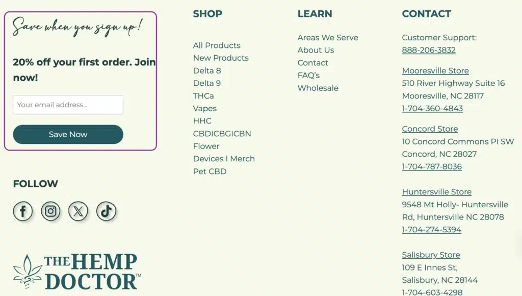 Hemp product promotion and store information