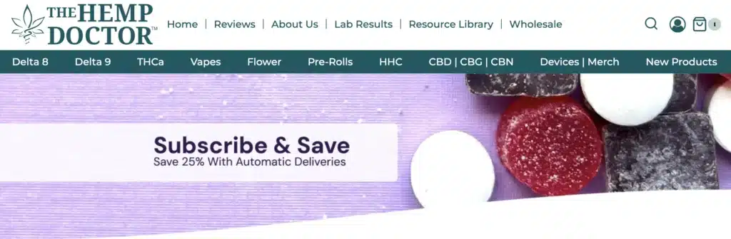 Hemp product promotion and subscription offer