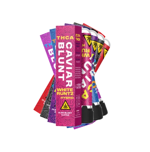 THCA SUGAR DIAMOND CAVIAR BLUNTS _ 2G THCA BUBBLE HASH INFUSED PREROLLS _ 5-PACK TINS _ MAIN