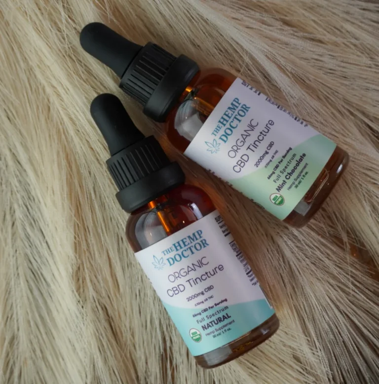 Two bottles of CBD tincture