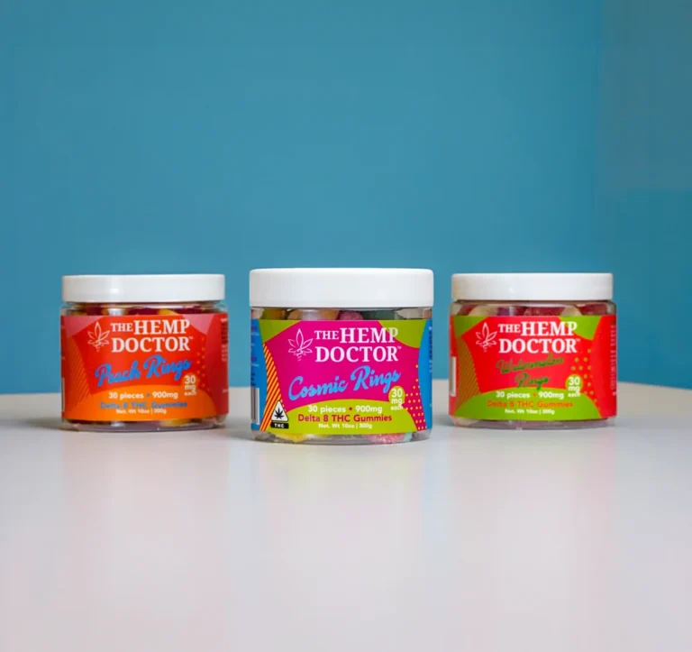 Three jars of flavored gummies