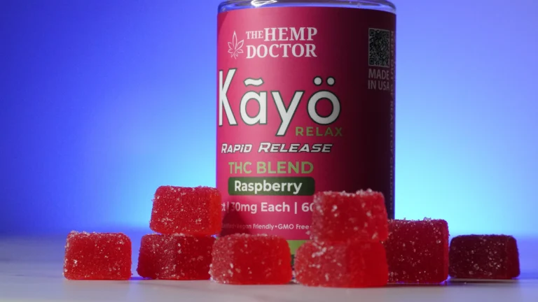 Raspberry gummies with THC blend.