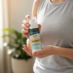 Person holding muscle cream bottle