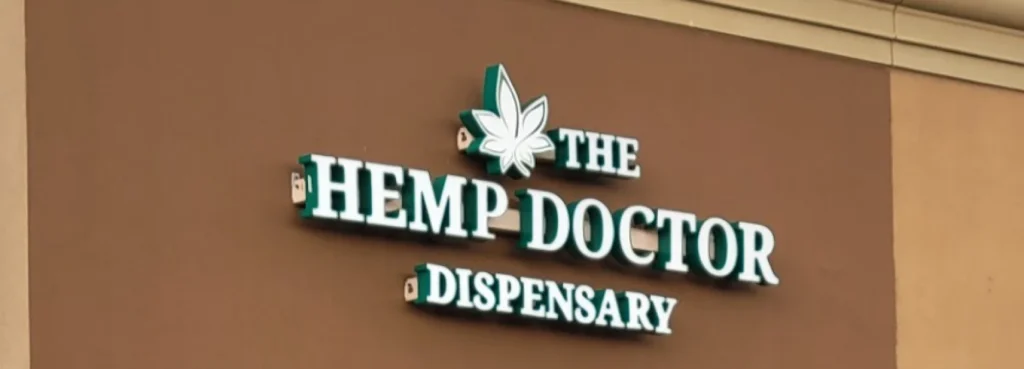 The Hemp Doctor Dispensary storefront sign in Concord, NC