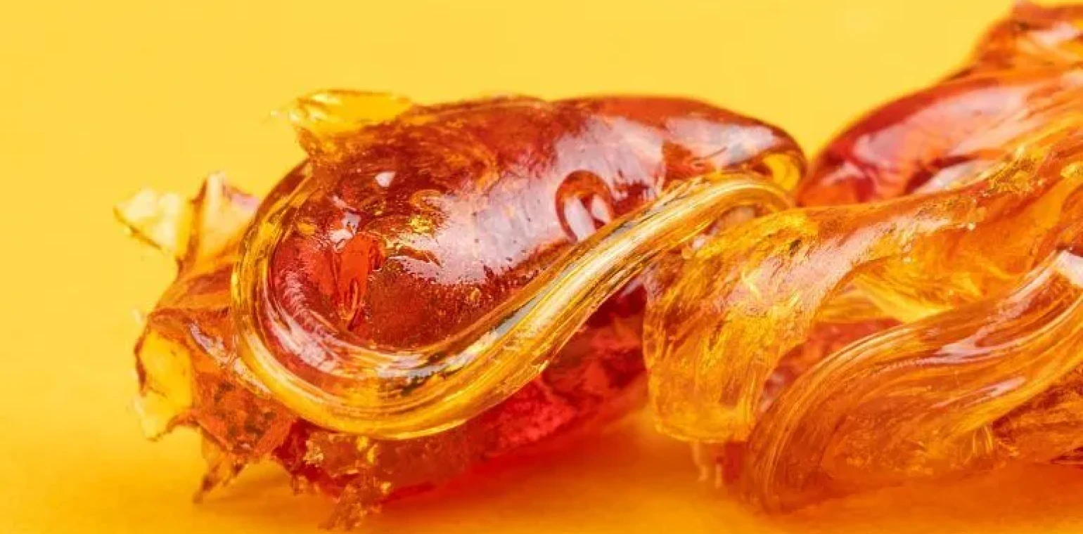 Golden hemp concentrate close-up