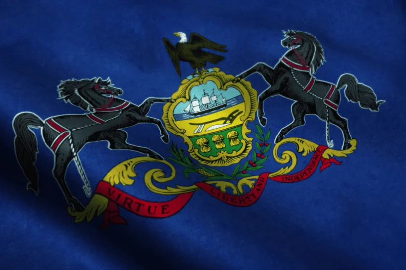 Pennsylvania state flag with coat of arms