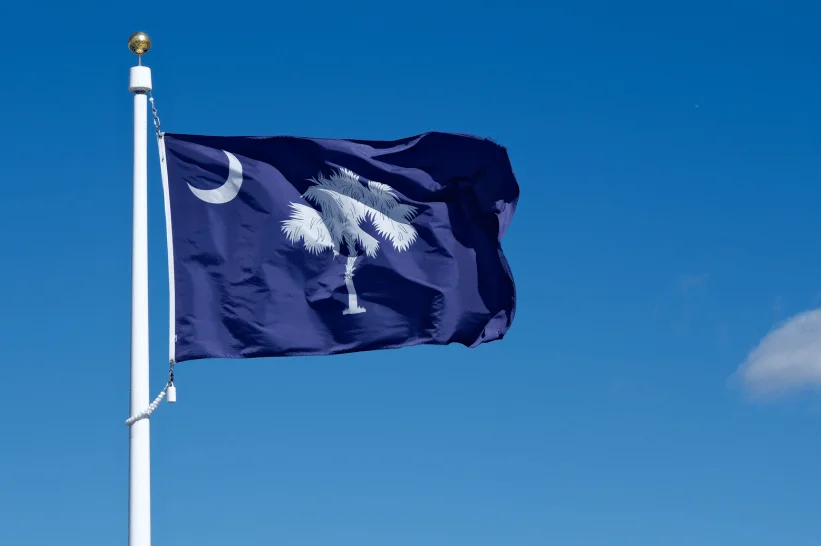 South Carolina state flag waving